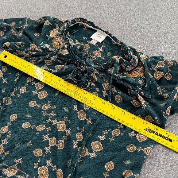 Knox Rose Boho Top Green XS 3/4th Sleeves Relaxed Fit - Picture 7 of 10